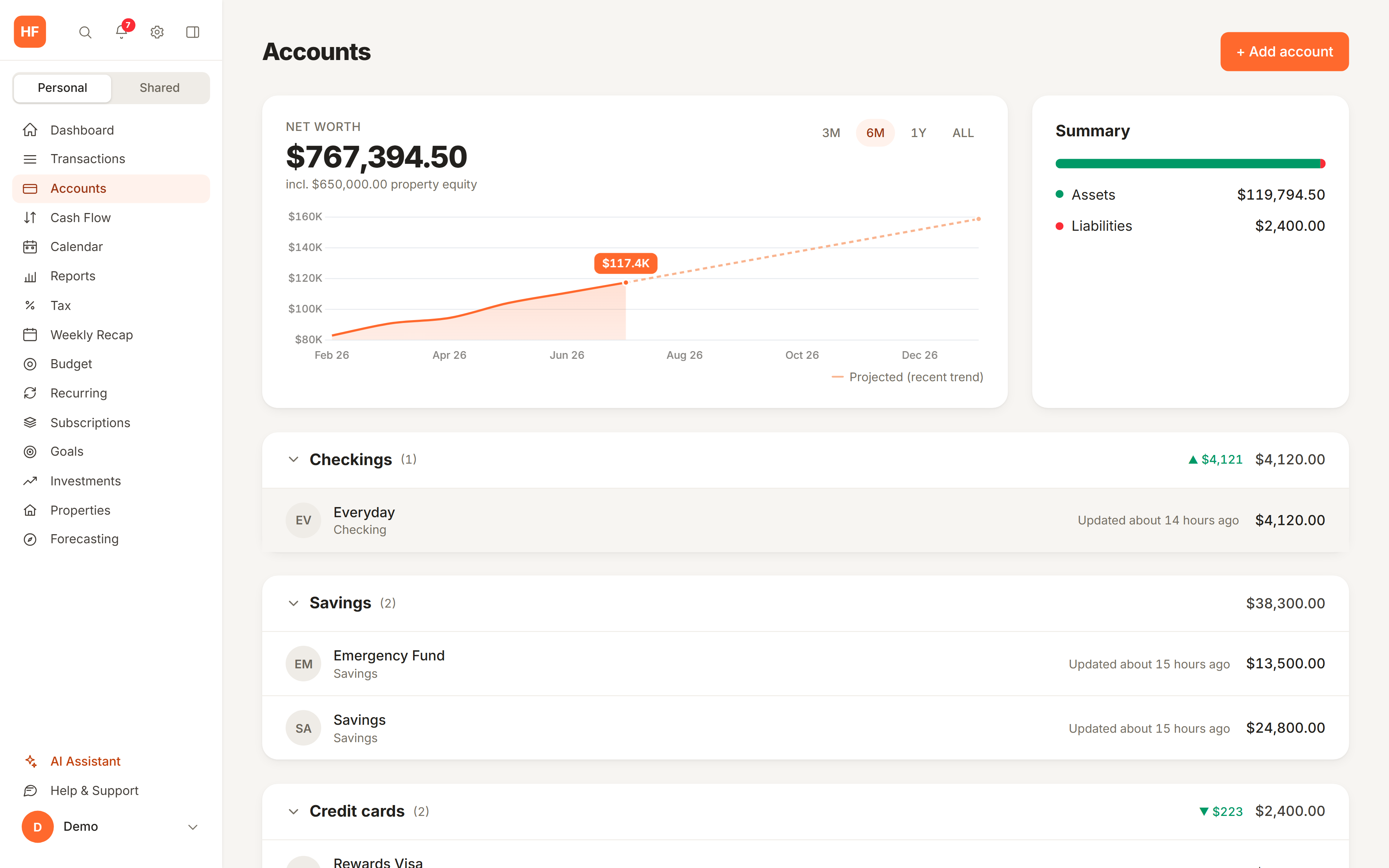 All your accounts, one clear number