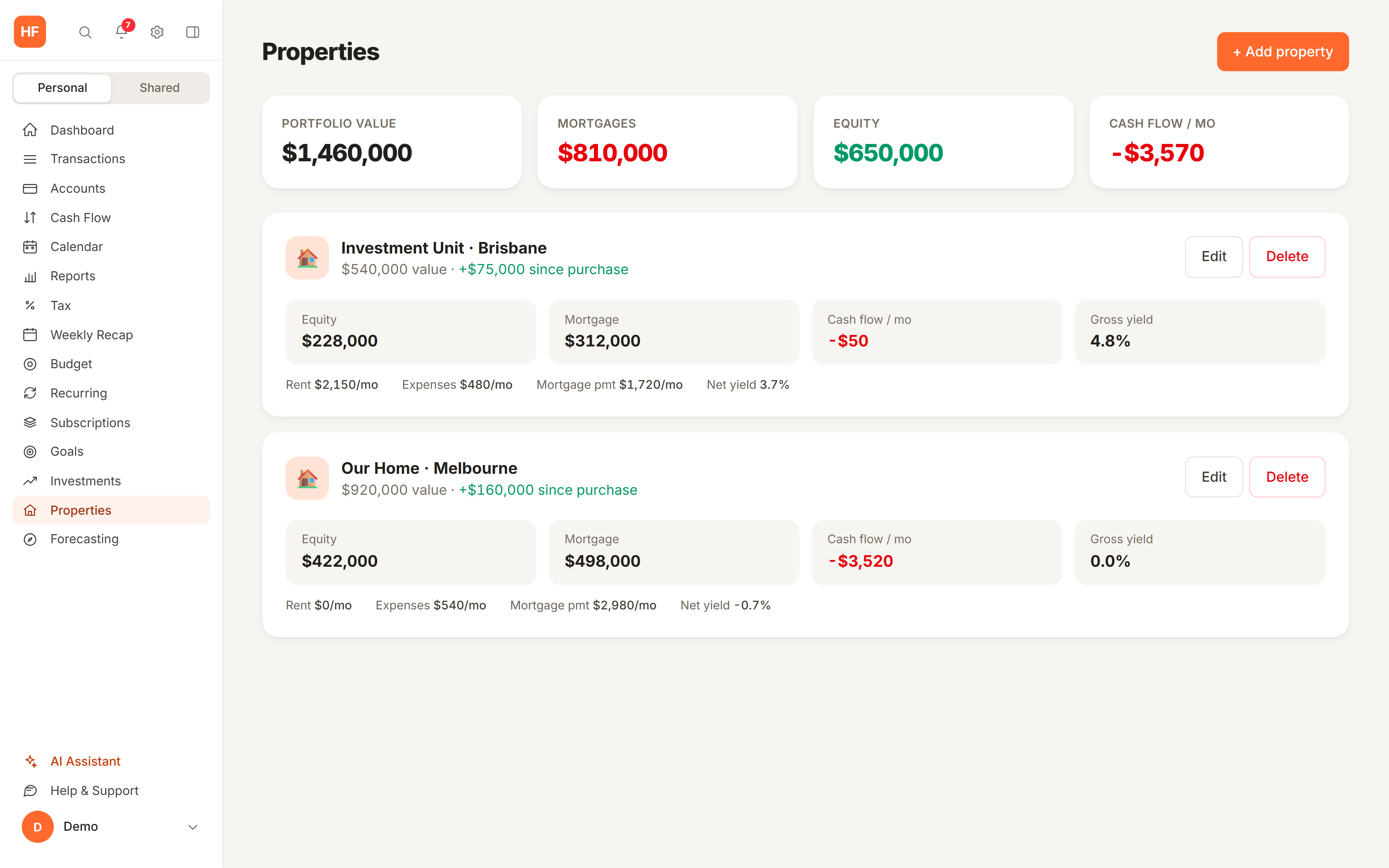 Track your property portfolio