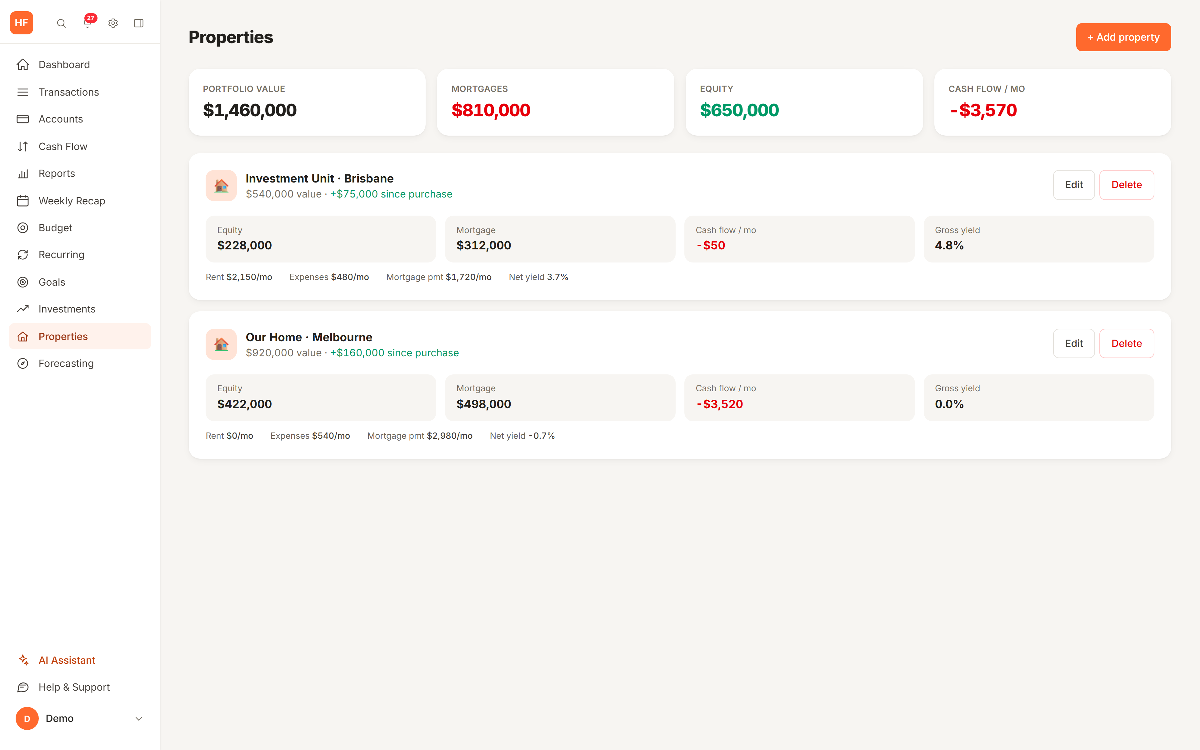 Track your property portfolio